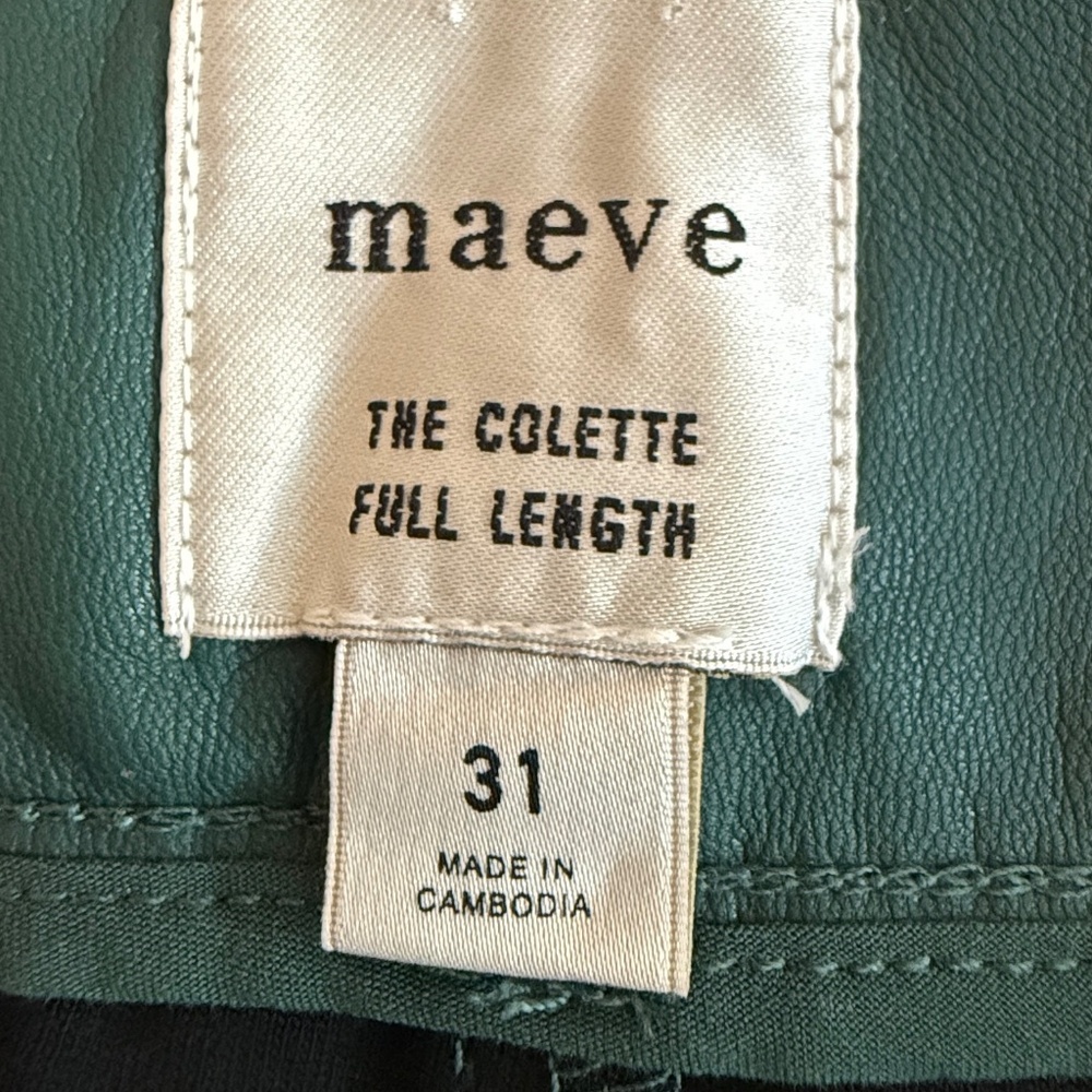 Maeve Colette Green Faux Leather Wide Leg Ankle Pants Size 31 NWOT - Picture 11 of 16
